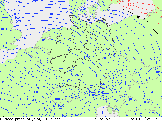 地面气压 UK-Global 星期四 02.05.2024 12 UTC