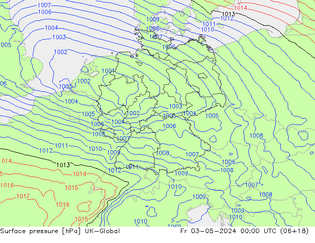 Surface pressure UK-Global Fr 03.05.2024 00 UTC