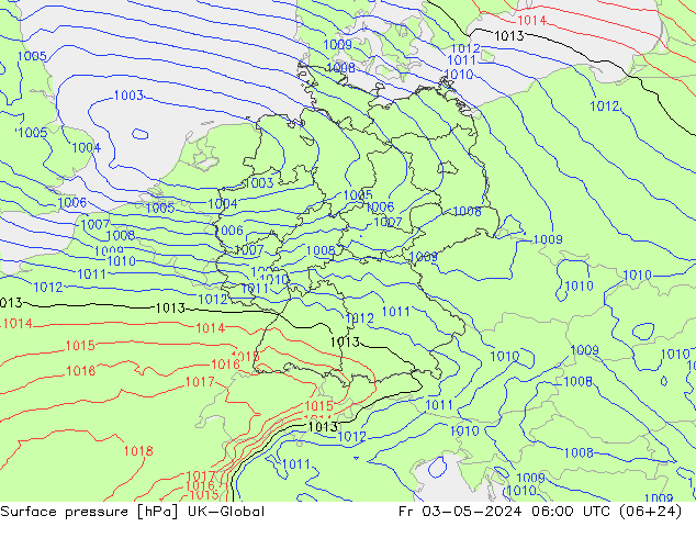 地面气压 UK-Global 星期五 03.05.2024 06 UTC
