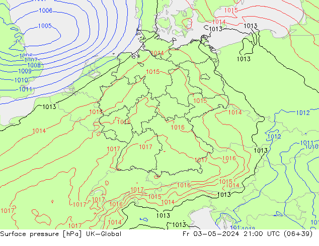 pression de l'air UK-Global ven 03.05.2024 21 UTC