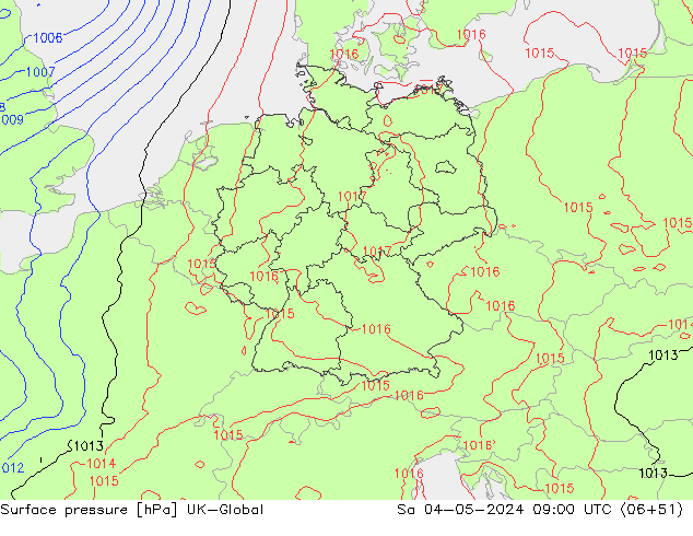 Surface pressure UK-Global Sa 04.05.2024 09 UTC