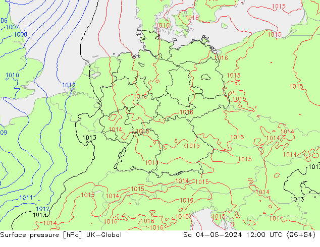 pression de l'air UK-Global sam 04.05.2024 12 UTC