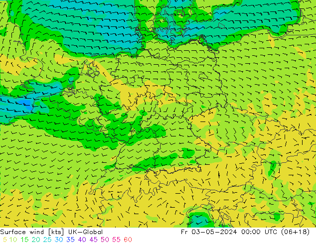 Surface wind UK-Global Fr 03.05.2024 00 UTC