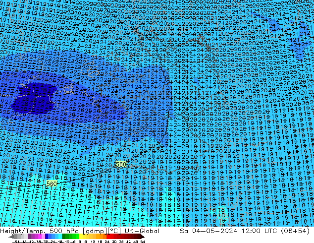 Height/Temp. 500 hPa UK-Global Sa 04.05.2024 12 UTC