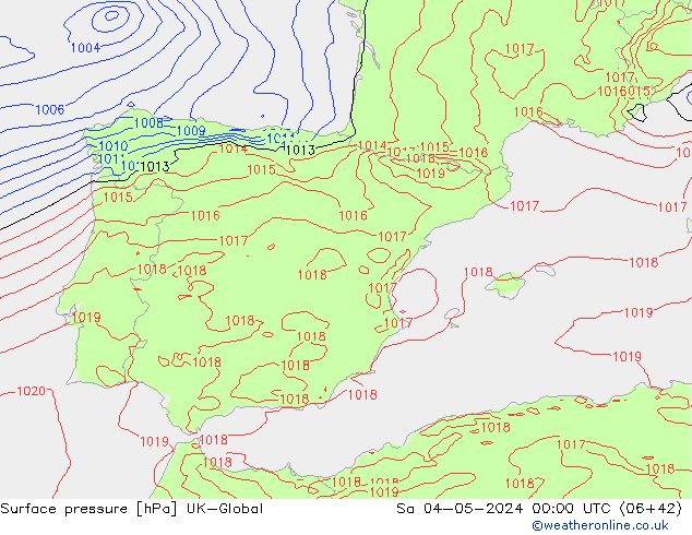 pression de l'air UK-Global sam 04.05.2024 00 UTC