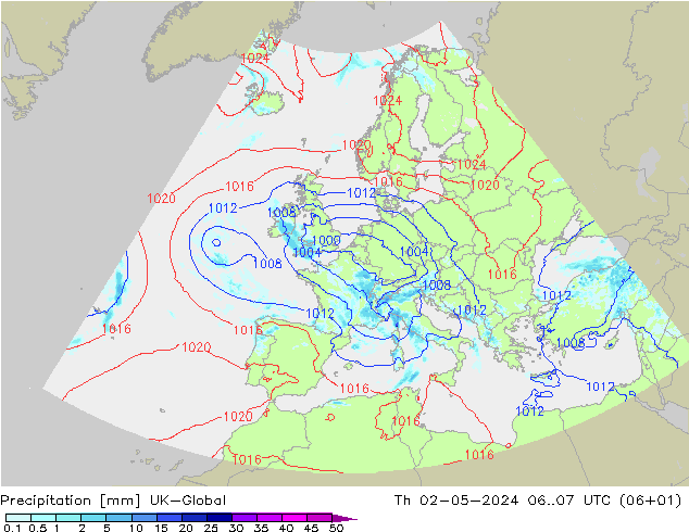 Precipitación UK-Global jue 02.05.2024 07 UTC