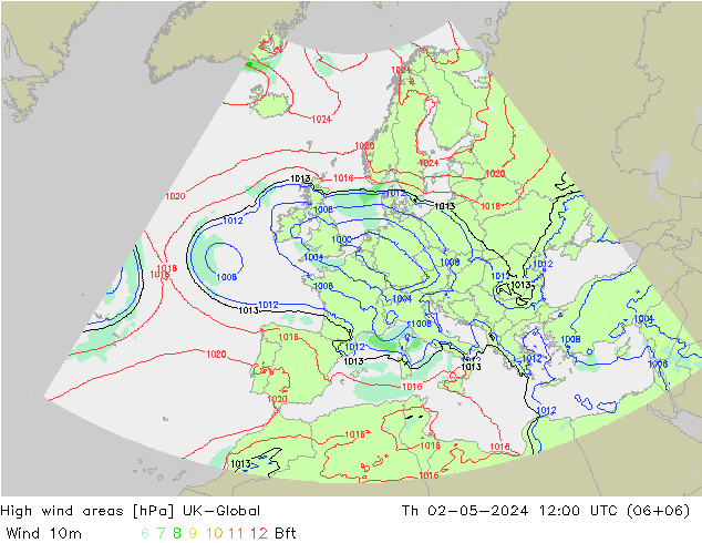 High wind areas UK-Global Čt 02.05.2024 12 UTC