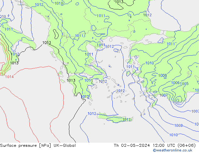 pressão do solo UK-Global Qui 02.05.2024 12 UTC