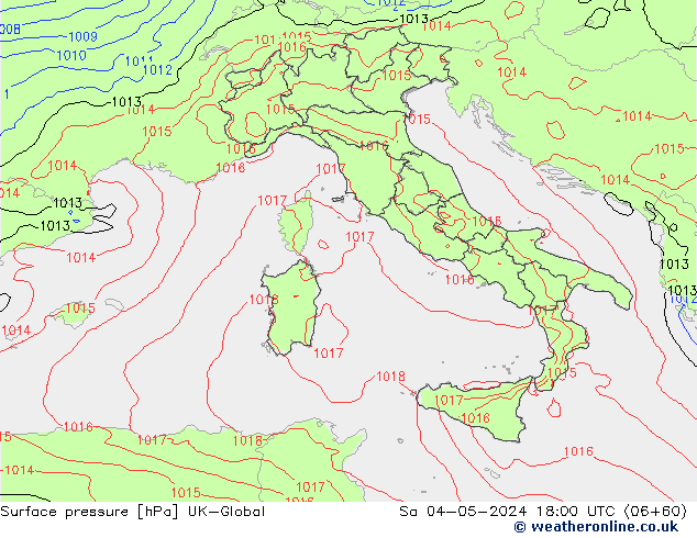 pression de l'air UK-Global sam 04.05.2024 18 UTC