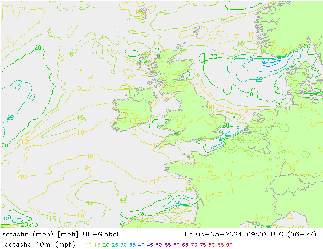 Isotachs (mph) UK-Global Fr 03.05.2024 09 UTC