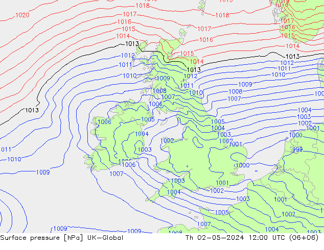 pressão do solo UK-Global Qui 02.05.2024 12 UTC
