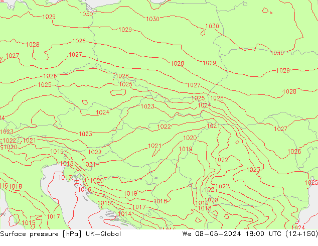 Surface pressure UK-Global We 08.05.2024 18 UTC