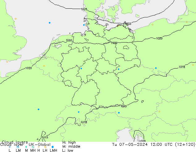 Cloud layer UK-Global Tu 07.05.2024 12 UTC