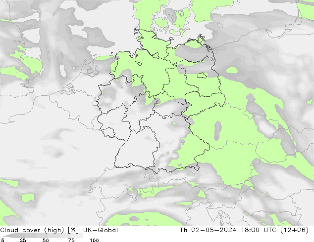 Nubes altas UK-Global jue 02.05.2024 18 UTC