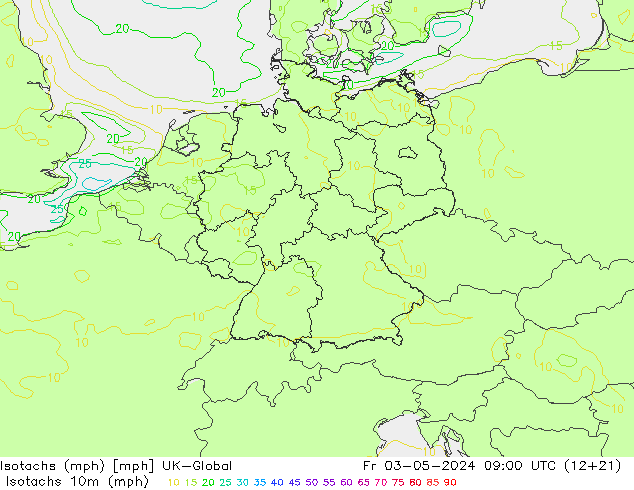 Isotachs (mph) UK-Global Pá 03.05.2024 09 UTC