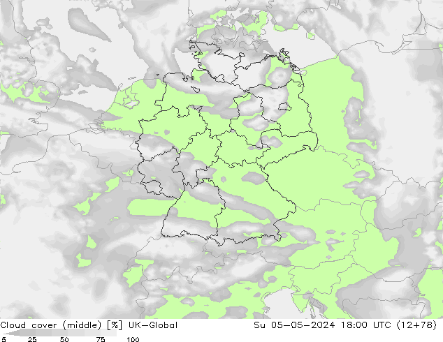 Cloud cover (middle) UK-Global Su 05.05.2024 18 UTC