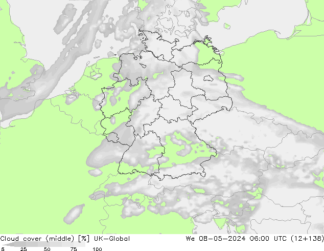 Bewolking (Middelb.) UK-Global wo 08.05.2024 06 UTC