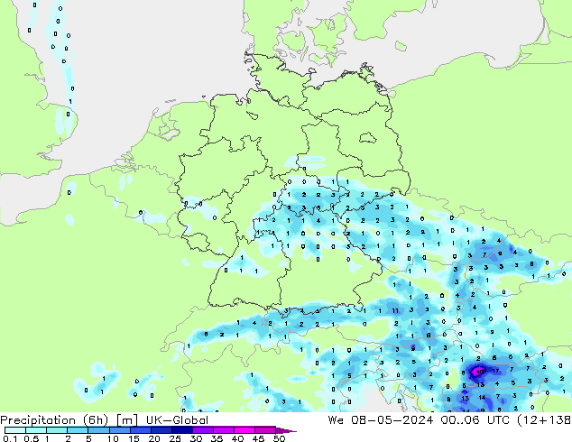 Precipitação (6h) UK-Global Qua 08.05.2024 06 UTC