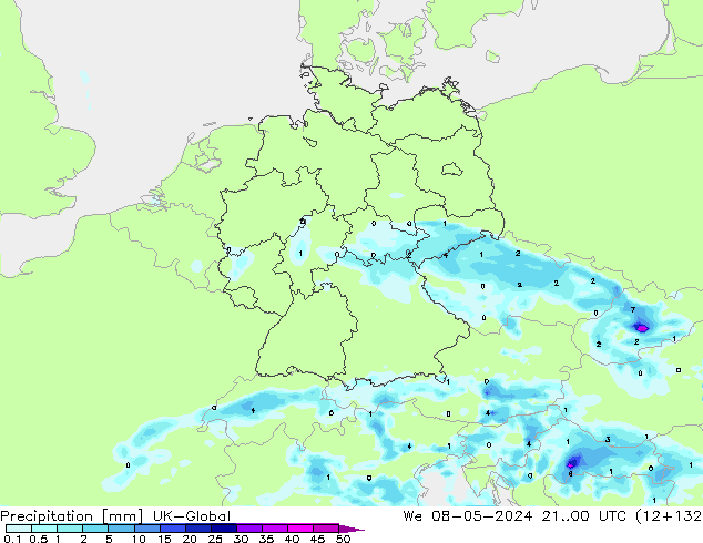 Precipitación UK-Global mié 08.05.2024 00 UTC