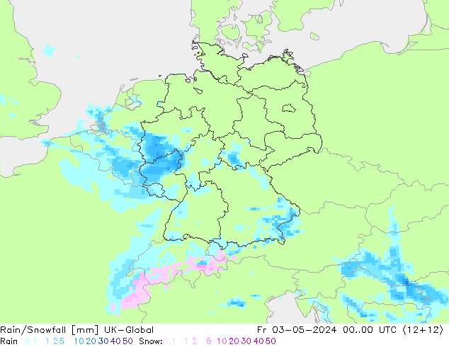 Rain/Snowfall UK-Global  03.05.2024 00 UTC