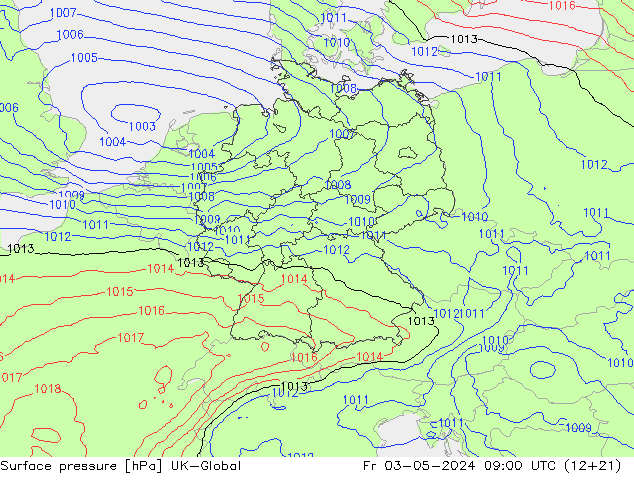 Luchtdruk (Grond) UK-Global vr 03.05.2024 09 UTC