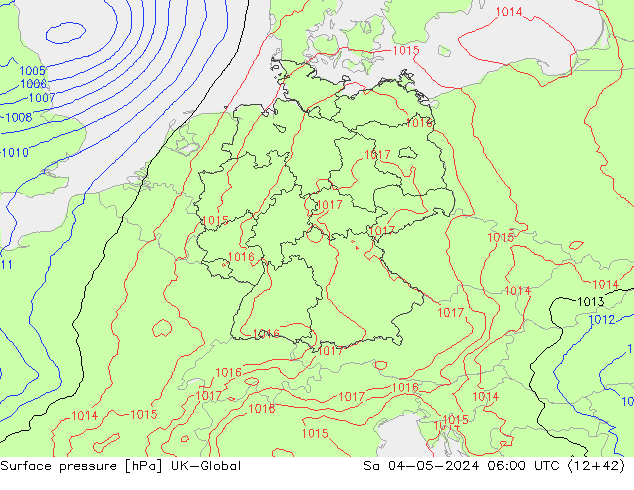 приземное давление UK-Global сб 04.05.2024 06 UTC