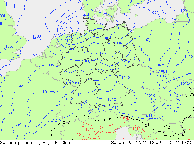 Surface pressure UK-Global Su 05.05.2024 12 UTC