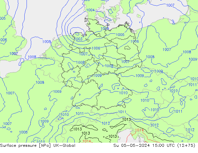 Surface pressure UK-Global Su 05.05.2024 15 UTC