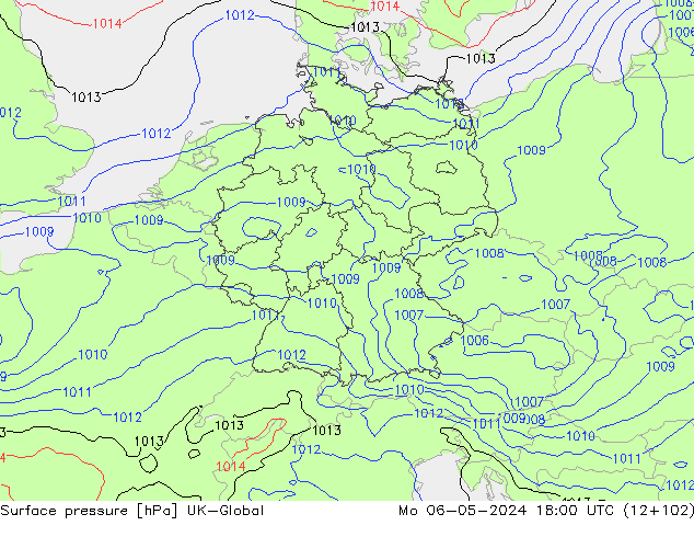 pression de l'air UK-Global lun 06.05.2024 18 UTC