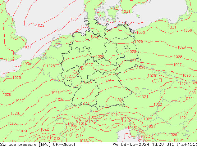 Atmosférický tlak UK-Global St 08.05.2024 18 UTC