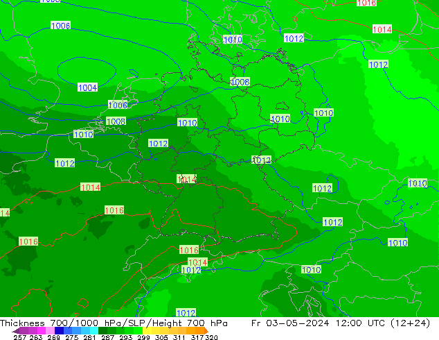 Thck 700-1000 hPa UK-Global pt. 03.05.2024 12 UTC