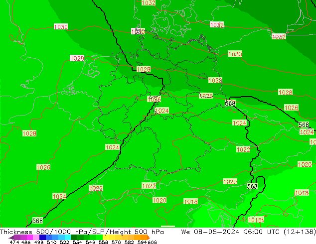 Thck 500-1000hPa UK-Global We 08.05.2024 06 UTC