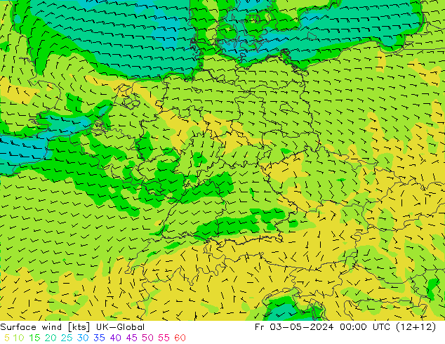Surface wind UK-Global Pá 03.05.2024 00 UTC
