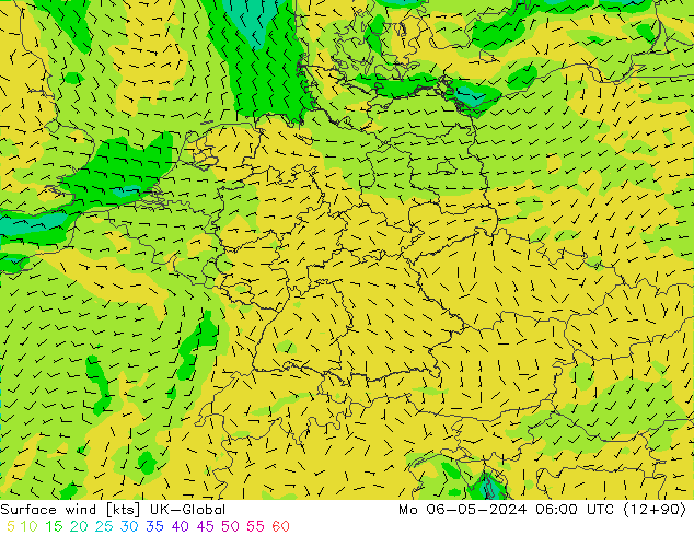 Surface wind UK-Global Mo 06.05.2024 06 UTC