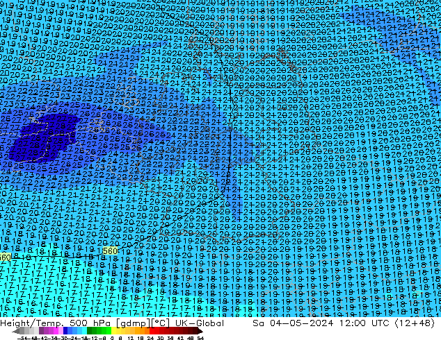Height/Temp. 500 hPa UK-Global  04.05.2024 12 UTC