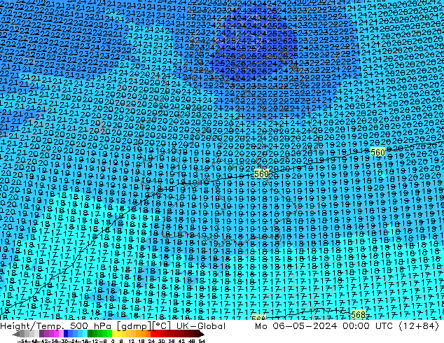 Height/Temp. 500 гПа UK-Global пн 06.05.2024 00 UTC