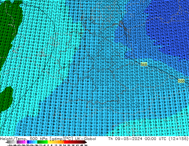 Hoogte/Temp. 500 hPa UK-Global do 09.05.2024 00 UTC