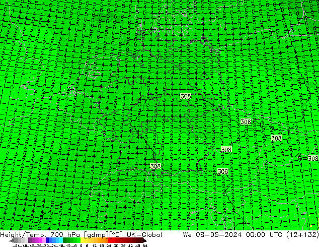 Hoogte/Temp. 700 hPa UK-Global wo 08.05.2024 00 UTC