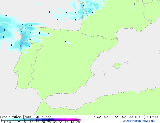Precipitation UK-Global Fr 03.05.2024 09 UTC
