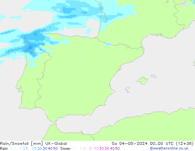 Rain/Snowfall UK-Global Sáb 04.05.2024 00 UTC