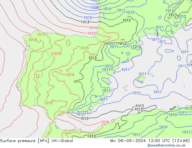 pression de l'air UK-Global lun 06.05.2024 12 UTC