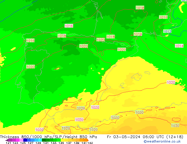 Thck 850-1000 hPa UK-Global Fr 03.05.2024 06 UTC