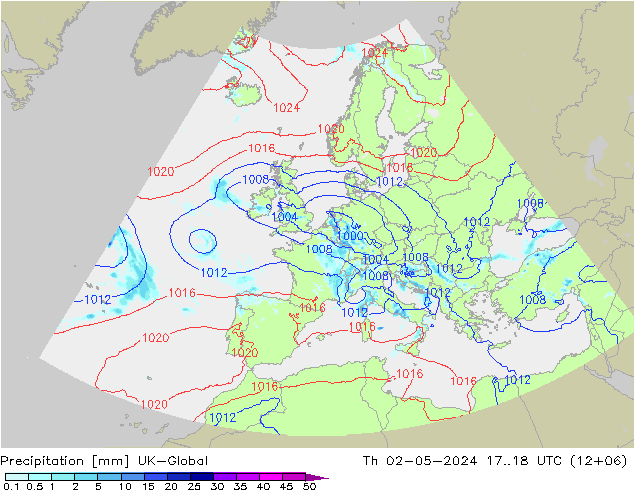 Precipitation UK-Global Th 02.05.2024 18 UTC
