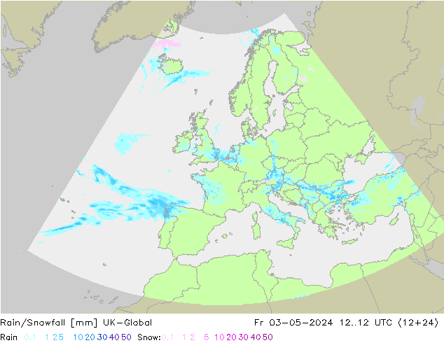 Regen/Schneefall UK-Global Fr 03.05.2024 12 UTC