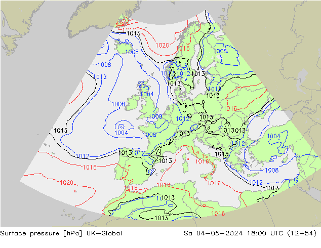 pression de l'air UK-Global sam 04.05.2024 18 UTC