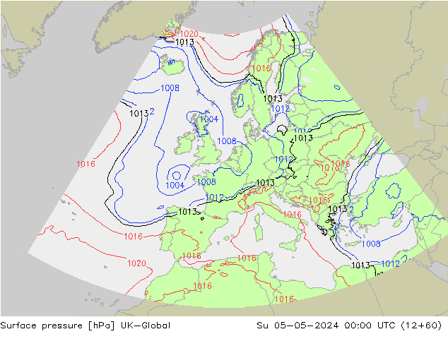 Atmosférický tlak UK-Global Ne 05.05.2024 00 UTC