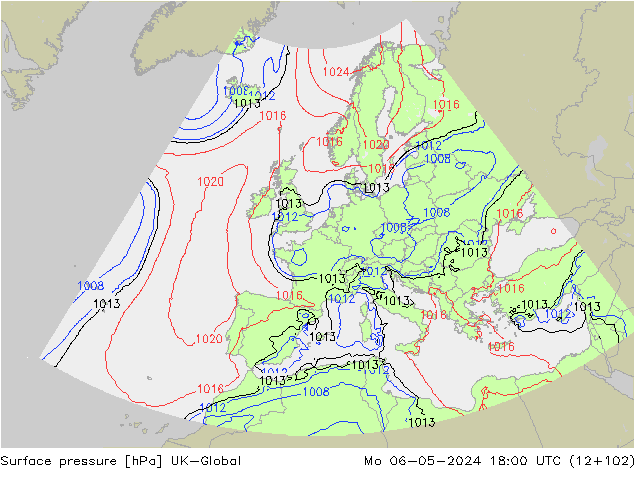 Surface pressure UK-Global Mo 06.05.2024 18 UTC