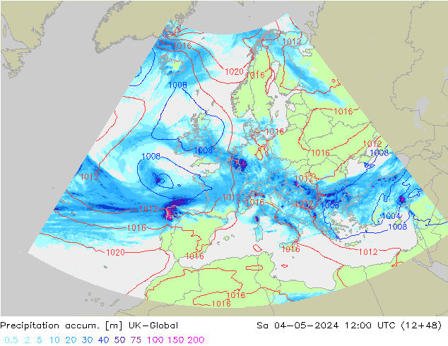 Toplam Yağış UK-Global Cts 04.05.2024 12 UTC