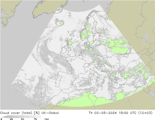 Cloud cover (total) UK-Global Th 02.05.2024 15 UTC