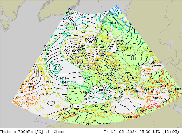 Theta-e 700hPa UK-Global Per 02.05.2024 15 UTC